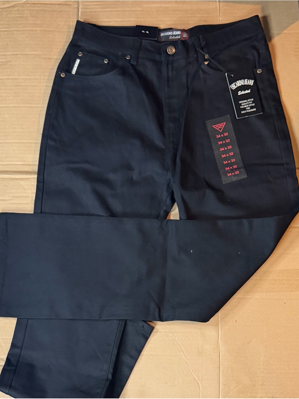 Oscarino Jeans Selected Men’s 43x32 Black Straight Leg Denim Jeans NWT